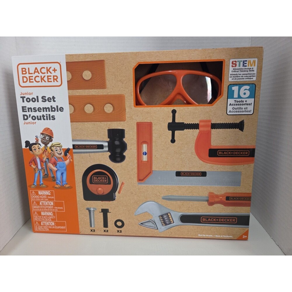 BLACK & DECKER  16 PC Tool Set for Kids with Realistic Features includes Goggles